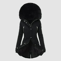 Outfmvch Hoodies za žene Plus Veličina dnevno zimski kaput rever ovratnik vintage zgušnjava kaput jakna