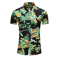 Jinda Muška Aloha Havajska majica Pamuk Top Dugme Up majica Kratki rukav Summer Vintage Tanki gumb Dolje