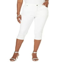 Roamans Women's Plus size Petite Denimprit Capri