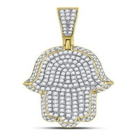 Jewels 10kt Žuto zlato Muška okrugla Diamond Hamsa Charm Privjesak 1- CTTW