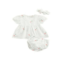 Binpure novorođenčad haljina s kratkim rukavima + kratki + luk cvjetna odjeća za cvijeće