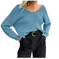Anuirheih pletene džempere za žene V izrez dugih rukava Ležerne prilike sa labavim pulovernim puloverski