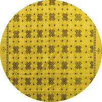 Ahgly Kompanija Mašina koja prati u zatvorenom okruglom okrugle apstraktne žute moderne prostirke, 3