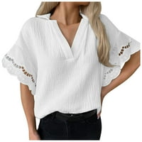 Womans košulja Ljetni vrhovi za žene labavi rukav za košulje u bašti kratki rukav bluza Ležerne posteljine