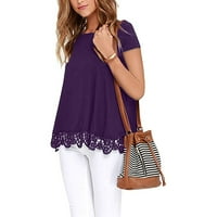 Ženski kratki rukav čipka naglušene osnovne majice Ljetne casual bluze Tuničke vrhove