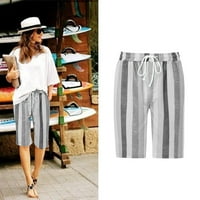 Žene Ležerne prilike elastične struke ljetne lažne slatke kratke hlače sa džepovima Grey XXXL