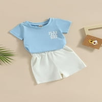 TODDLER Baby Boy Summer Odeća s kratkim rukavima Pismo tiskane majice 3Y Elastične kratke hlače Ležerne
