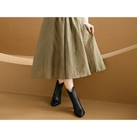 Ženske haljine čizme Chunky Heel gležnjače Ležerne cipele Ženske modne zimske cipele Žene patentni zatvarač crni 4.5