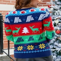 Gwiyeopda ženski božićni pleteni džemperi dugih rukava Crewneck Puloveri Ležerne prilike, S-XL
