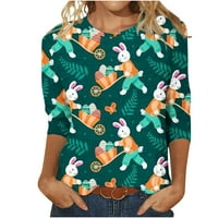 Žene Uskršne košulje Eags Eags TOP 3: Slatka majica s rukavima Crew Neck Modna bluza Uskrsni poklon
