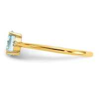14k žuti zlatni prsten za rođenje marta Aquamarine oval plavi dijamant okrugli bijeli, veličine 5