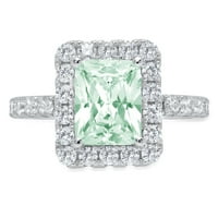 3.4ct smaragdni rez zeleni simulirani dijamant 14k bijeli zlatni godišnjički angažman halo prstena veličine