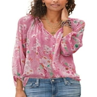 Paille ženske boemske elegantne vrhove labavo uredski bluza cvjetni tisak ljetne košulje casual tee