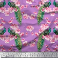 Soimoi Rayon Crepe tkanina cvjetna i paun ptica za štampanje tkanine uz dvorište širom