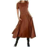 Ruffle mini haljina udobne ljetne haljine za žene ženske casual kratkih rukava Crew Crt COLL Color Swing