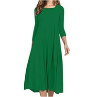 Naughtyhood ženske haljine žene modni tanak fit udoban gumb V-izrez pune boje casual haljina zelena