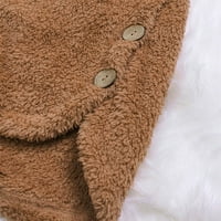 Ecqkame Womens Vintage Lawer Baggy Mid Dug Fuzzy fleece jakna plus veličina gumba s kapuljačom kaputa