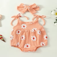 Suantret Toddler Djevojke za djevojčice Devojke Set za pakete Hlafne zavoja bez rukava bez rukava + glava narandžasta ružičasta 12-meseci