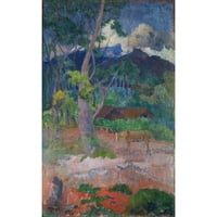 Paul Gauguin Crni moderni uokvireni muzej umjetnički print pod nazivom - pejzaž sa konjem