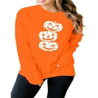 Duks Halloween za žene Slatka jeseni puckin dugih rukava okrugli vrat labavi puloveri na vrhu majice