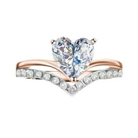 Jiyugala prstenovi za žene Ženski zircon dijamantski dizajn u obliku srca personalizirani prsten za
