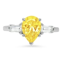 2.3ct kruška od žuto simulirani dijamant 18k bijelo zlato graviranje izjava godišnjica Angažman vjenčanje
