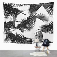 Okvir Monohrome tropski listovi postrojenja cvjetni s dizajnom lišća na zid na zid vješanja tapiserija