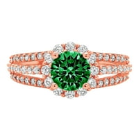 1.76ct okrugli rez zeleni simulirani smaragd 18k ruža zlatna godišnjica Angažovanje halo prstena veličine