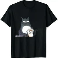 Crtani crna mačka s kafićem casual kratkim rukavima tisak majica dama moda ljeto smiješna 90-ih ženske