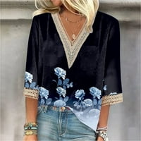 Ljetne ženske košulje Ženska majica Bluza Casual Labave majice Rukovni čipke Obmilice Print V Vrtovi