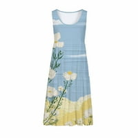 Dyegold sandresses za ženska ležerna plaža - haljine za žene u vratu Boemijske cvjetne sitnice s rukavima