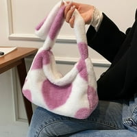 Plišane ženske torbe vole torbu za ramena za štampu srca, ružičasta