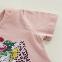 Amiliee 9m-5t Toddler Djevojdžerska djevojačka odjeća Set majica s kratkim rukavima + duge pruge pantalone
