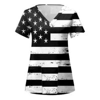 Žene vrhovi Dnevna majica America zastava Grafičke majice za žene O izrez Tank s kratkim rukavima za