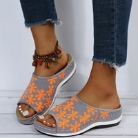 VerPetridure Ženska platforma i sandale za klinove ribe papuče za usta, retro boja koja odgovara cvijećima,