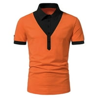 Muška majica Ljeto Muška gumba Rever Polo Majica Kratki rukav Slim patchwork polo majica Narančasta