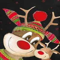 Capreze Elk Ispis Top dukserica za vrat za žene Baggy Božićni pulover Jesen Xmas Dukseri Crni 3XL