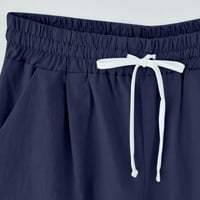 Žene Ljeto pamučno posteljina maslačka pantalona hlače kratke hlače za vezanje plaže sa džepom salon