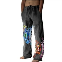 Menfull Dužina hlača za čišćenje Sportski uzorak Široke pantalone za noge Ležerne prilike Leisure LACE-UP