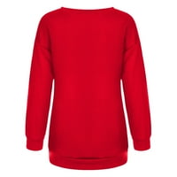 Fatuov ženski pad pulover vrhovi ispisa s dugih rukava labava fit bluza topla posada crvene dukseve l