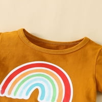 Dojenčad za djecu Djevojčica setovi s kratkim rukavima Pismo Rainbow tiskana majica Leopard elastični