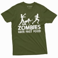Muški smiješni zombi mrzi brzu hranu majicu FoodIe humor majica