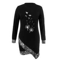 Hanzidakd Ljetne haljine za žene Ženska ležerna suknja za ispis okruglica s dugim rukavima nepravilna haljina