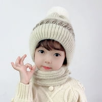 Djevojke Zimska pločana pletena kape vunene kape šal integrirani pulover kapa slatka roditeljski dječji pleteni šešir bomber šeširi bež
