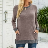Žena modni okrugli vrat Boolock džepovi dugih rukava pulover labava majica