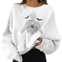 Ženski pulover ženske pulovere Zabavni grafički print okrugli vrat dugih rukava dukserice bijele m