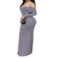 Ženska elegantna koktala Bodycon haljina sa ramena Dugih rukava Maxi haljina Večernja haljina za zabavu