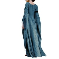 Ljetne haljine za prodaju za žene za žene s dugim rukavima Okrugli vrat Midi Fit and Flare Y2K Fashion