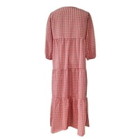 Stalne ljetne haljine za žene Žensko ljetno casual modni geometrijski print izrez čipke mjehurići srednji