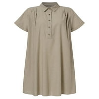 Beiwei Žene Ležerne tipke DOWNRETRS sa džepovima Majica Kratke mini haljine Dame Solies Holiday Torbe